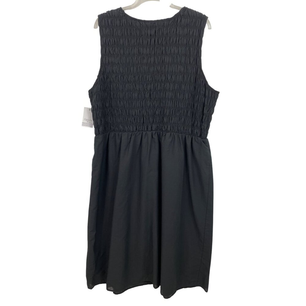 Ophelia Roe Womens Black Smock Dress 1X Sleeveless V-Neck - Picture 2 of 8